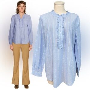 Talbots Blue Striped Blouse